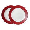 A Home Like Alice Red Textured Rim Ceramic Dinner Plate Set (4-Piece)