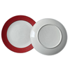 A Home Like Alice Red Textured Rim Ceramic Dinner Plate Set (4-Piece)